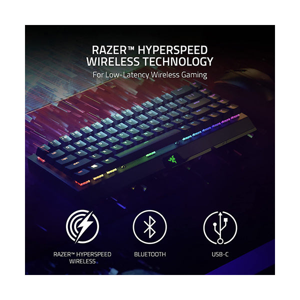 Razer, BlackWidow V3 Mini Hyperspeed, 65% Wireless Mechanical Gaming Keyboard (Yellow Switch) I Razer Chroma RGB Customizable backlighting - RZ03-03890100-R3M1