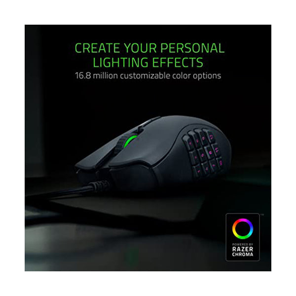 Razer Naga Trinity Chroma MMO Gaming Mouse, Up to 19 Programmable buttons- Interchangeable Side - RZ01-02410100-R3M1