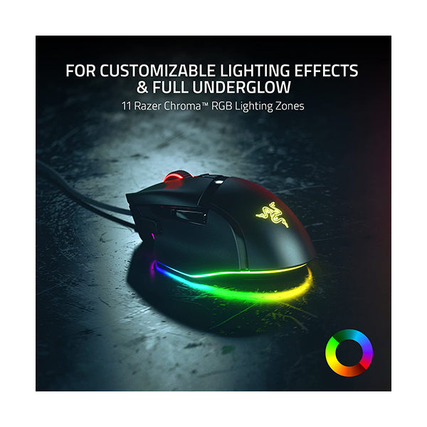 Razer Basilisk V3 Customizable Ergonomic Gaming Wired Mouse: Chroma RGB Lighting - 26K DPI Optical Sensor - 11 Programmable Buttons - HyperScroll Tilt Wheel - RZ01-04000100-R3M1