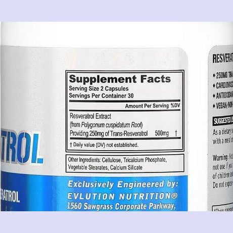 EVL Resveratrol, 250 mg, 60 Veggie Capsules
