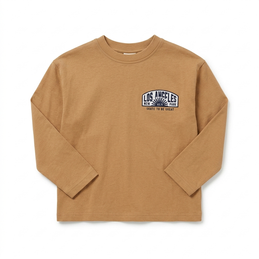 Zara Boy's Beige Los Angeles Print Long Sleeve Blouse|Zara in Lebanon