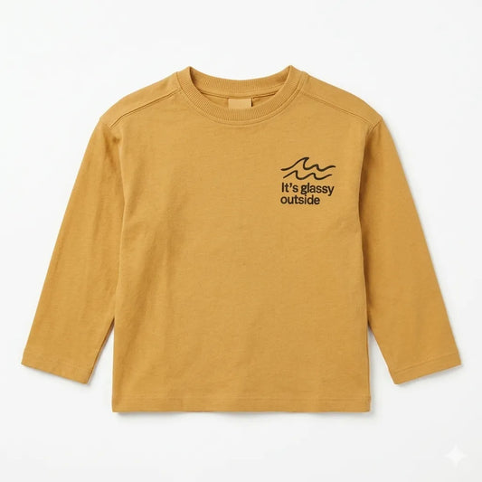 Zara Boy's Sand Chest Print Rib Crew Neck Long Sleeve Blouse|Zara in Lebanon