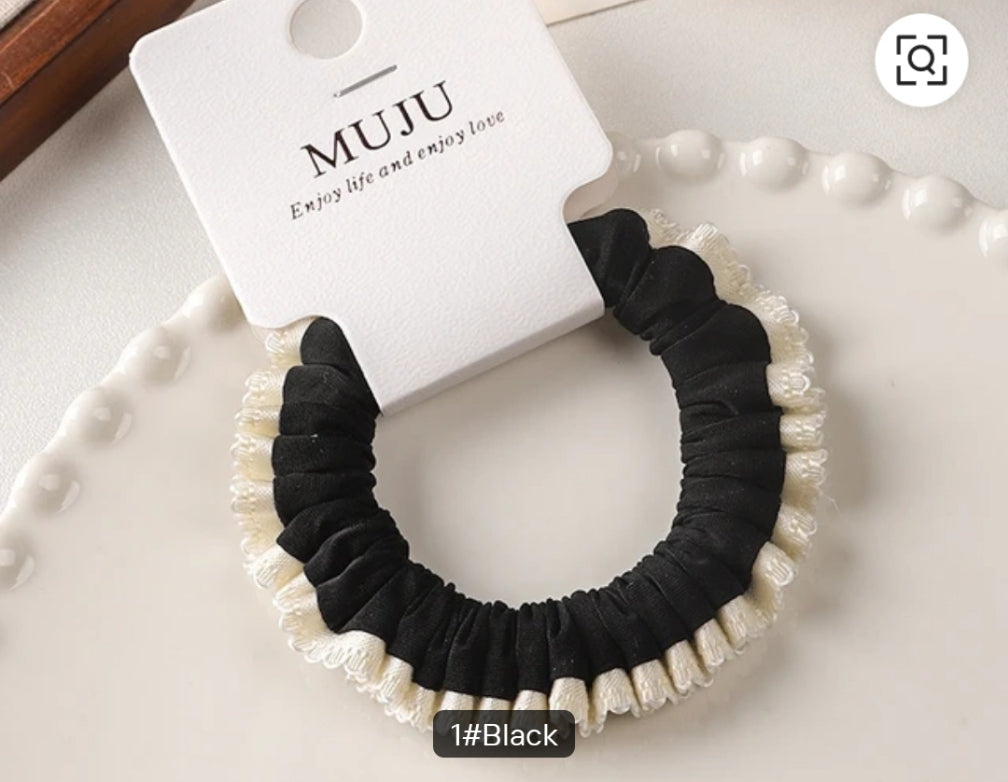 Elegant and Soft Crystal Scrunchie Hair Ties High-End Sense Elastic Hair Tie with Lace for Women and Girls