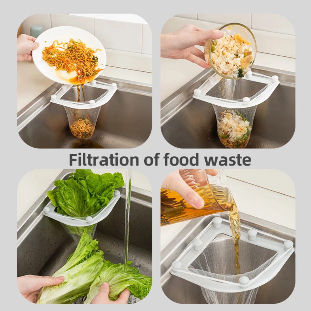 KITCHEN SINK STRAINER RACK + 60 DISPOSABLE BAG