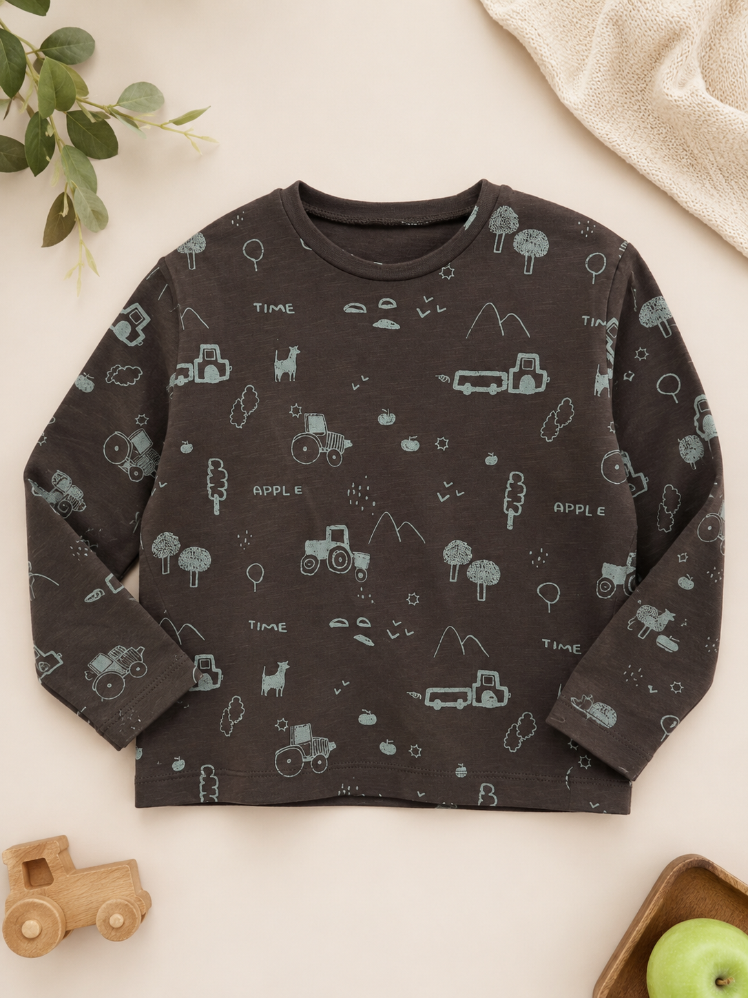 Zara Boy's Brown All-Over Trucks Printed Long Sleeve Blouse | Zara In Lebanon