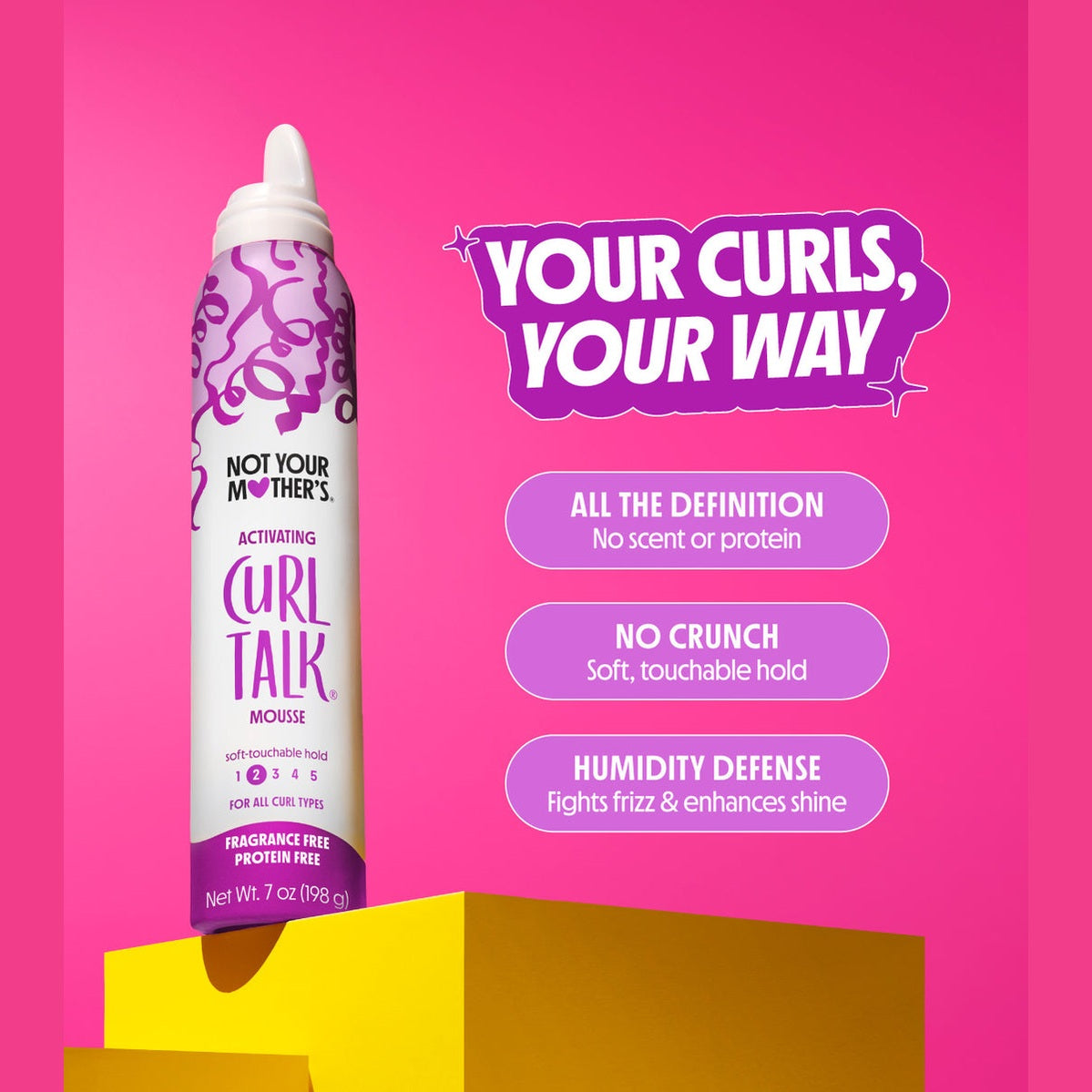 NOT YOUR MOTHER L'S Curl Talk
Fragrance & Protein Free Activating Mousse
Soft-touchable Hold