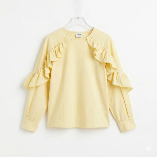 Zara Girl's Yellow Ruffle Long Sleeve Blouse|Zara in Lebanon