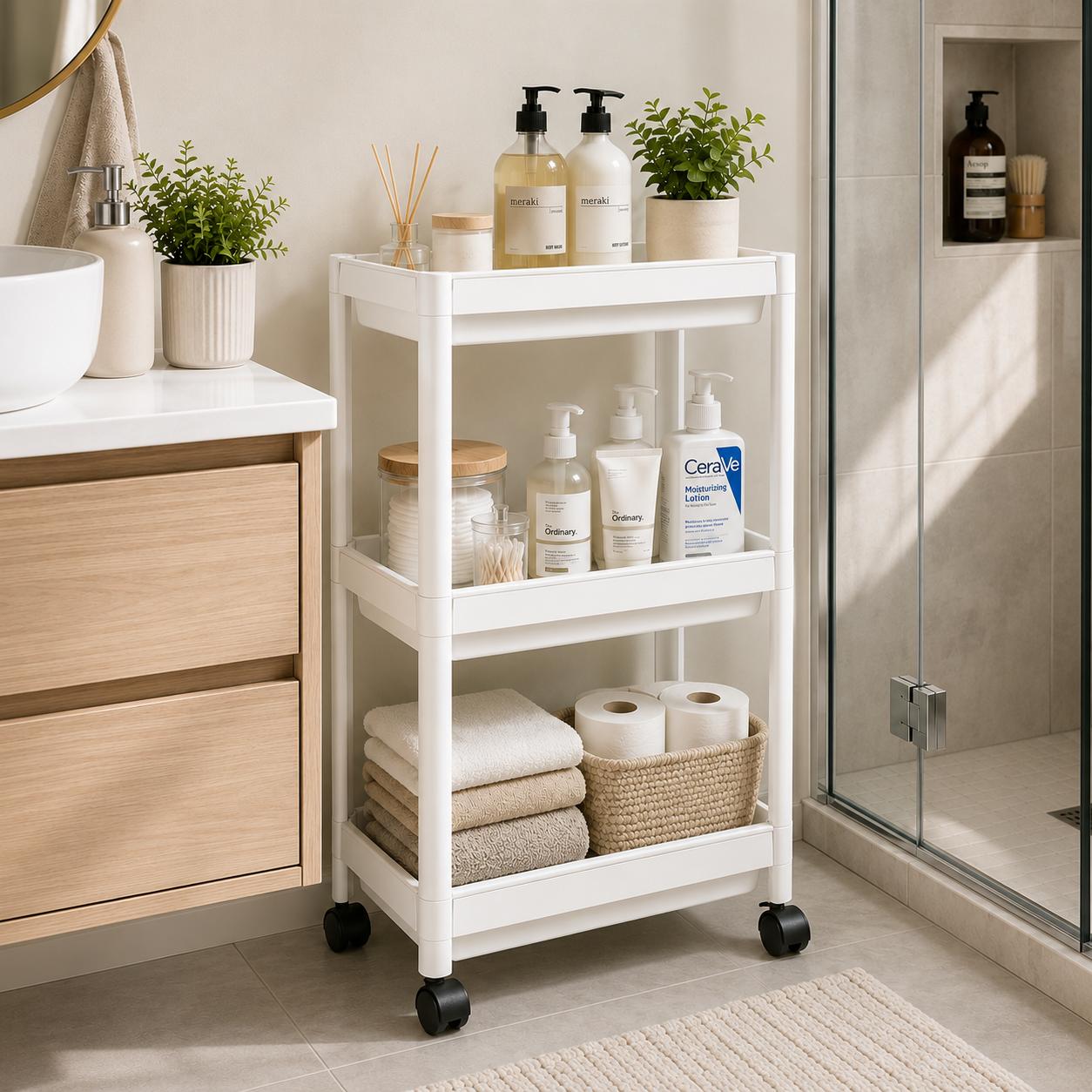 3 TIER STORAGE ORGANIZER WITH WHEELS
