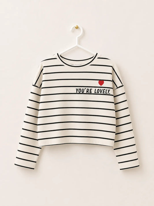 Zara Girl's Off White & Black Striped Sleeves Blouse | Zara In Lebanon