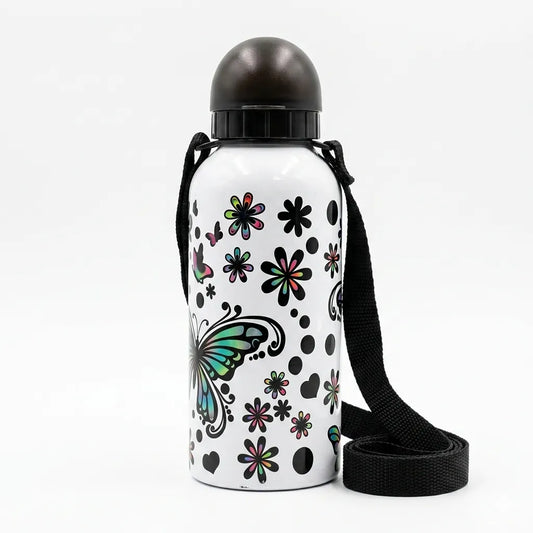 SD White Butterfly Printed Stainless Steel Water Bottle|SD In Lebanon
