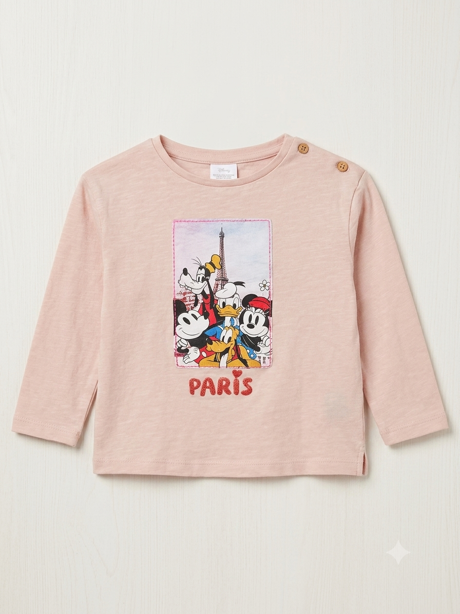 Zara Girl's Light Peach Disney Characters Long Sleeve Blouse | Zara In Lebanon