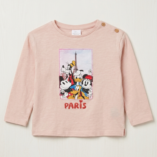 Zara Girl's Light Peach Disney Characters Long Sleeve Blouse | Zara In Lebanon