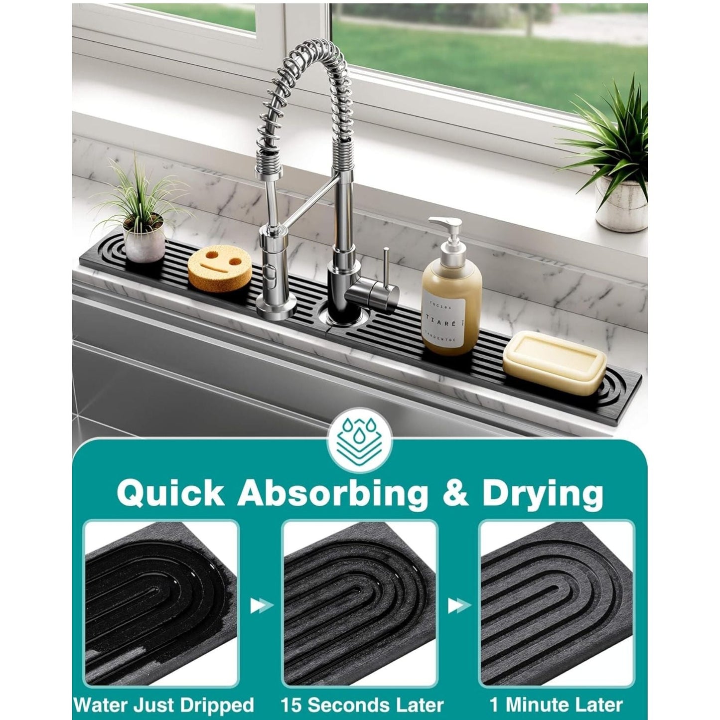 Diatomite Stone Fast Drying Faucet Mat for Sink