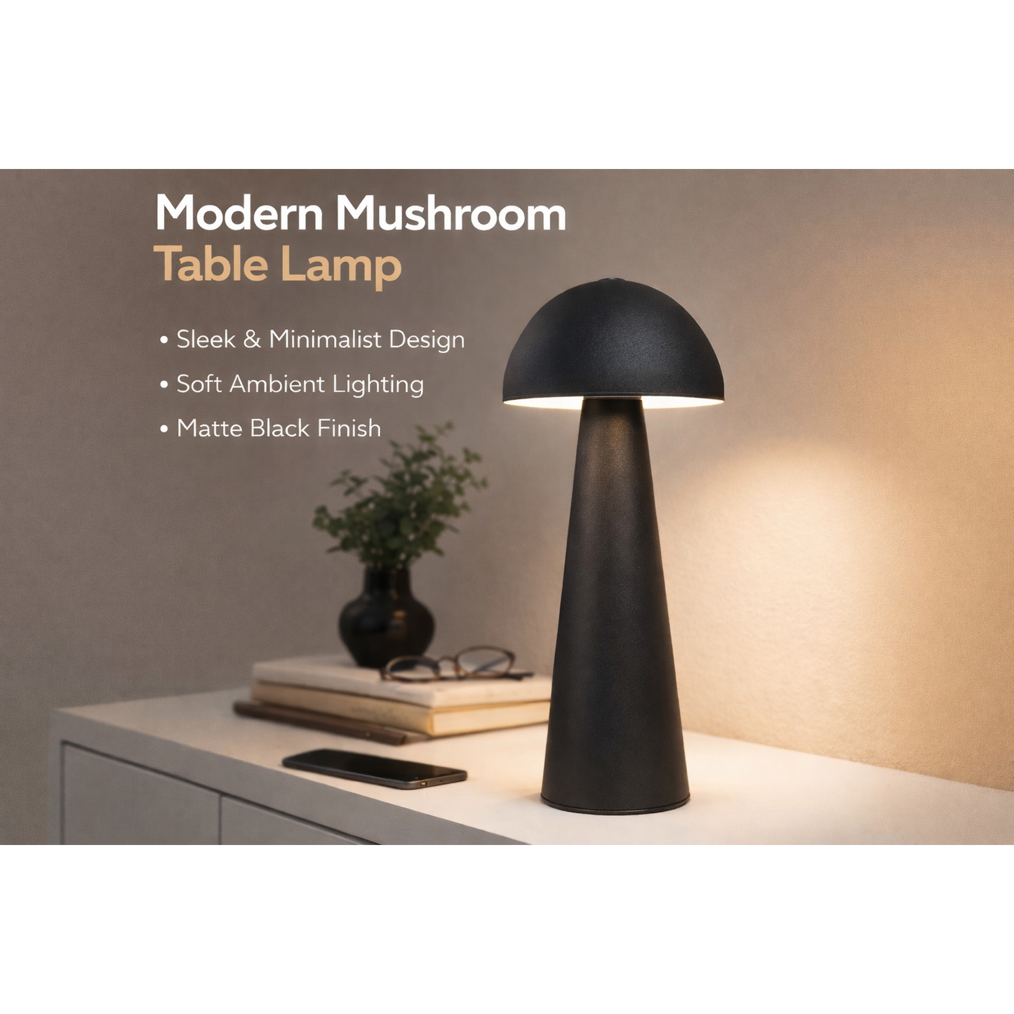 RECHARGEABLE BLACK TABLE LAMP