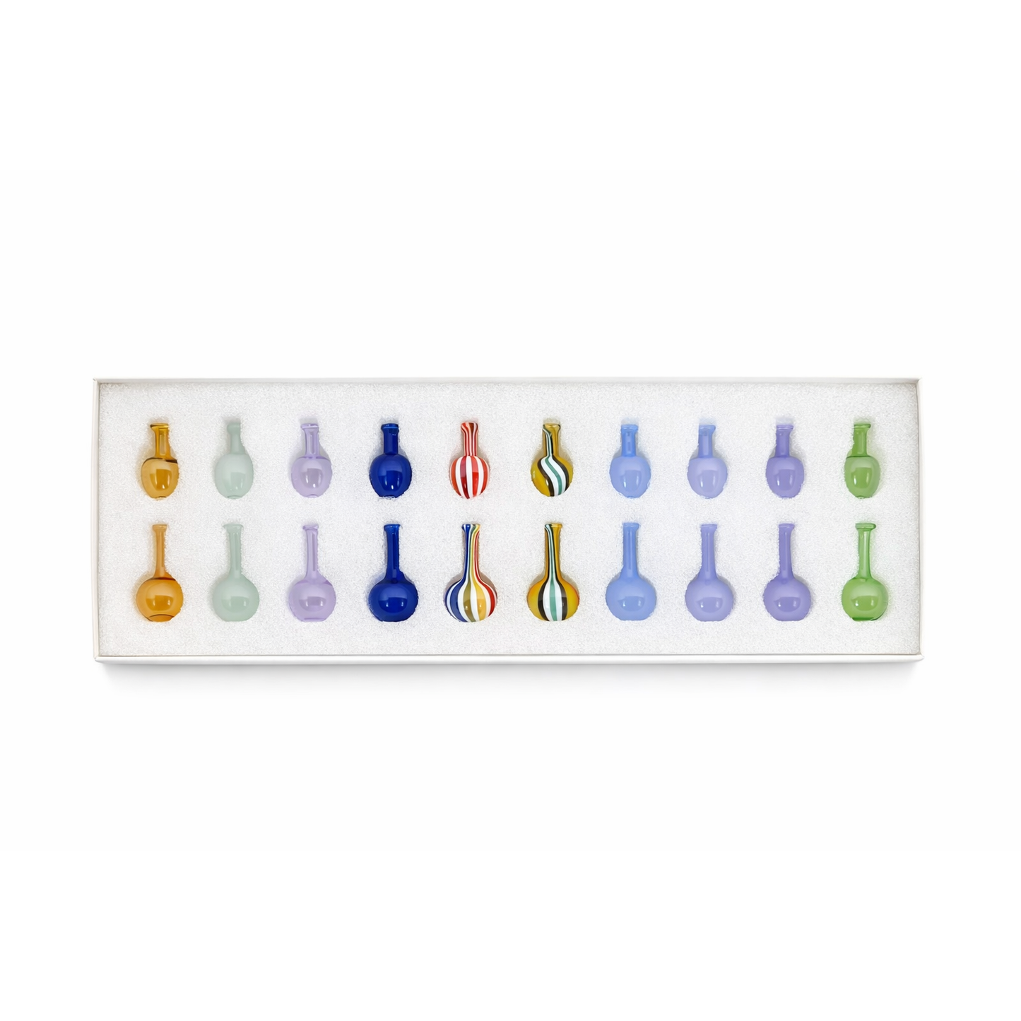 SET OF 18 MINI GLASS DECOR JARS ( WITHOUT PLATE)