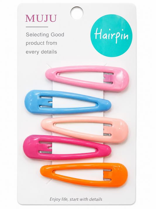 5-Piece Set of Sweet Candy Color Metal Hair Clips for Girls