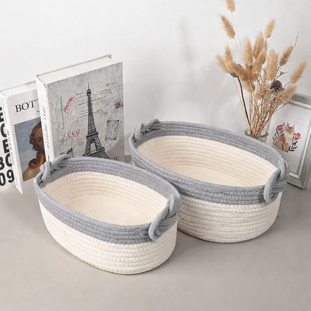 COTTON WOVEN BASKET STORAGE BOX