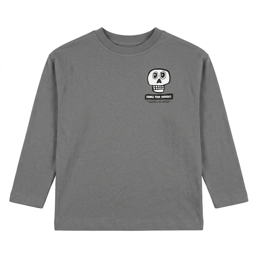 Zara Boy's Gray Change Your Thoughts Graphic Crew Neck Long Sleeve Blouse|Zara in Lebanon