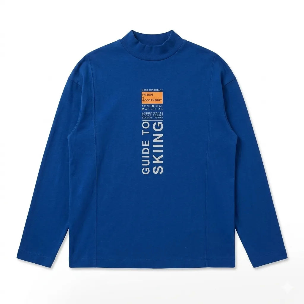 Zara Boy's Royal Blue Mock Neck Graphic Long Sleeve Blouse|Zara in Lebanon