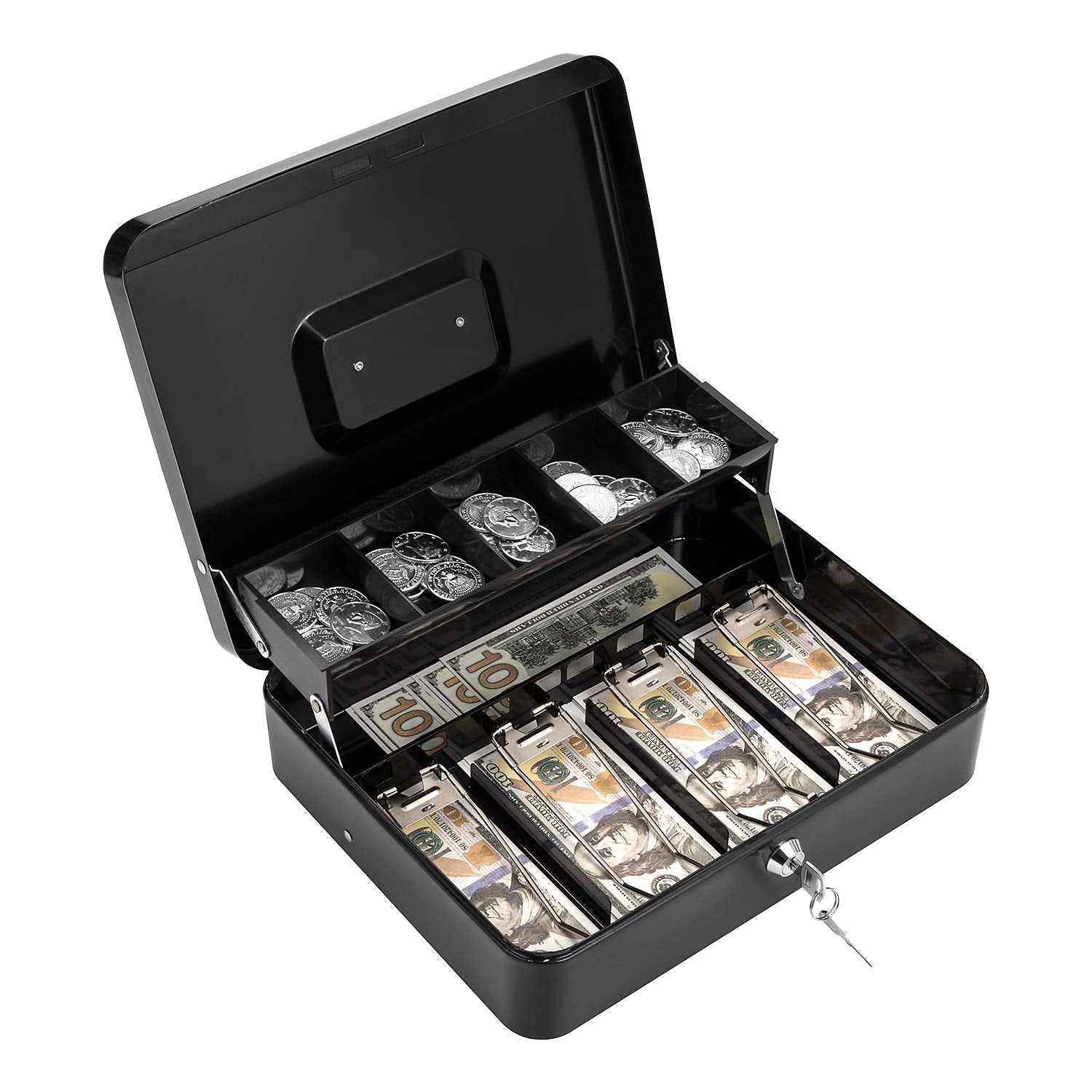 Large Metal Cash Safe Box with Money Tray - Medaid International