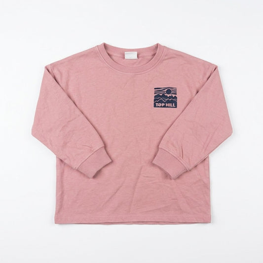Zara Girl's Dusty Rose Graphic Ribbed Detail Long Sleeve Blouse|Zara in Lebanon