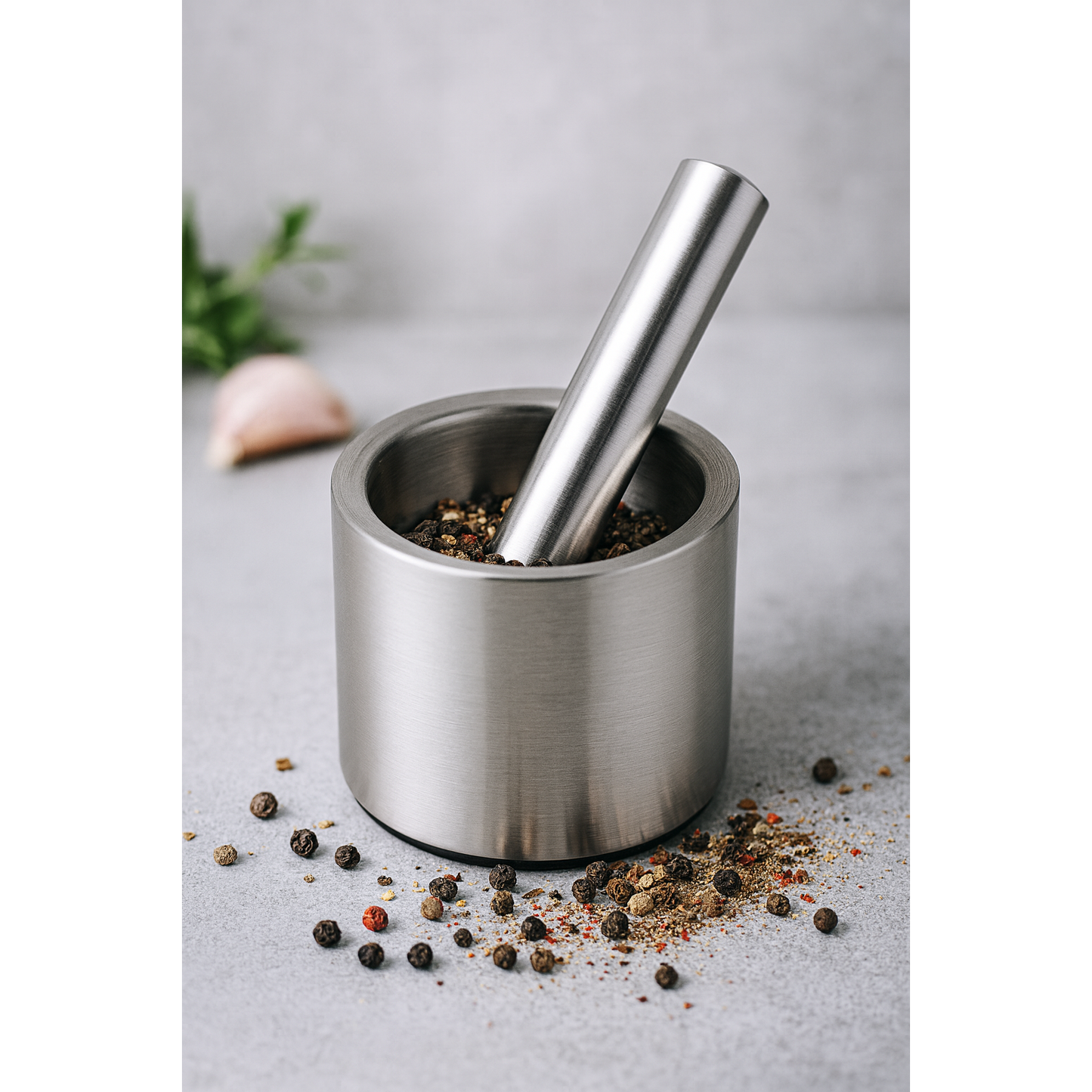 STAINLESS STEEL MORTAR AND PESTLE FOR HERBS AND SPICES