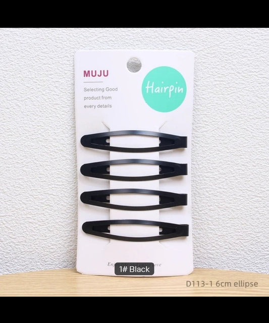 4-Piece Set of High Quality Metal Hair Clips Fashionable Black BB Clip Hairpins With Paint Women's Hair Accessories From Korea