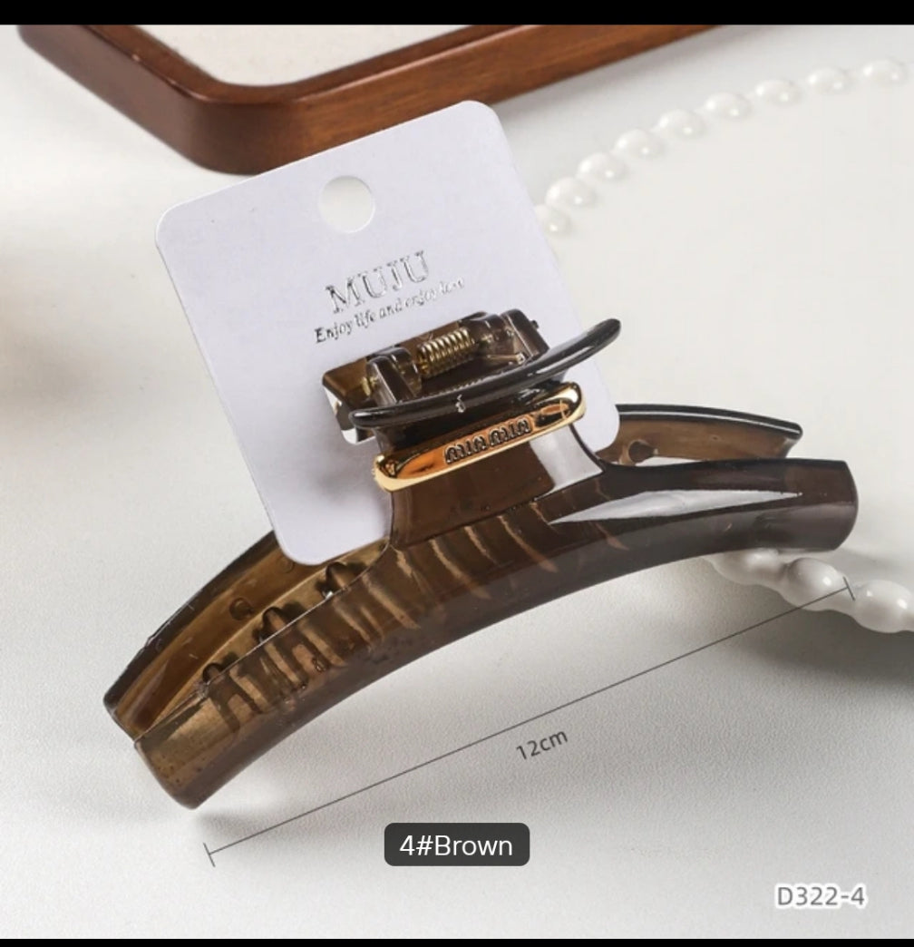 Korean Extra-Large 12cm Arc-Shaped Hair Clip New Style Plastic Letter Hair Claw for Women & Girls