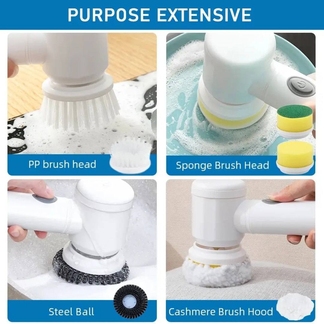 RECHARGEABLE CLEANING BRUSH WITH 5 HEADS