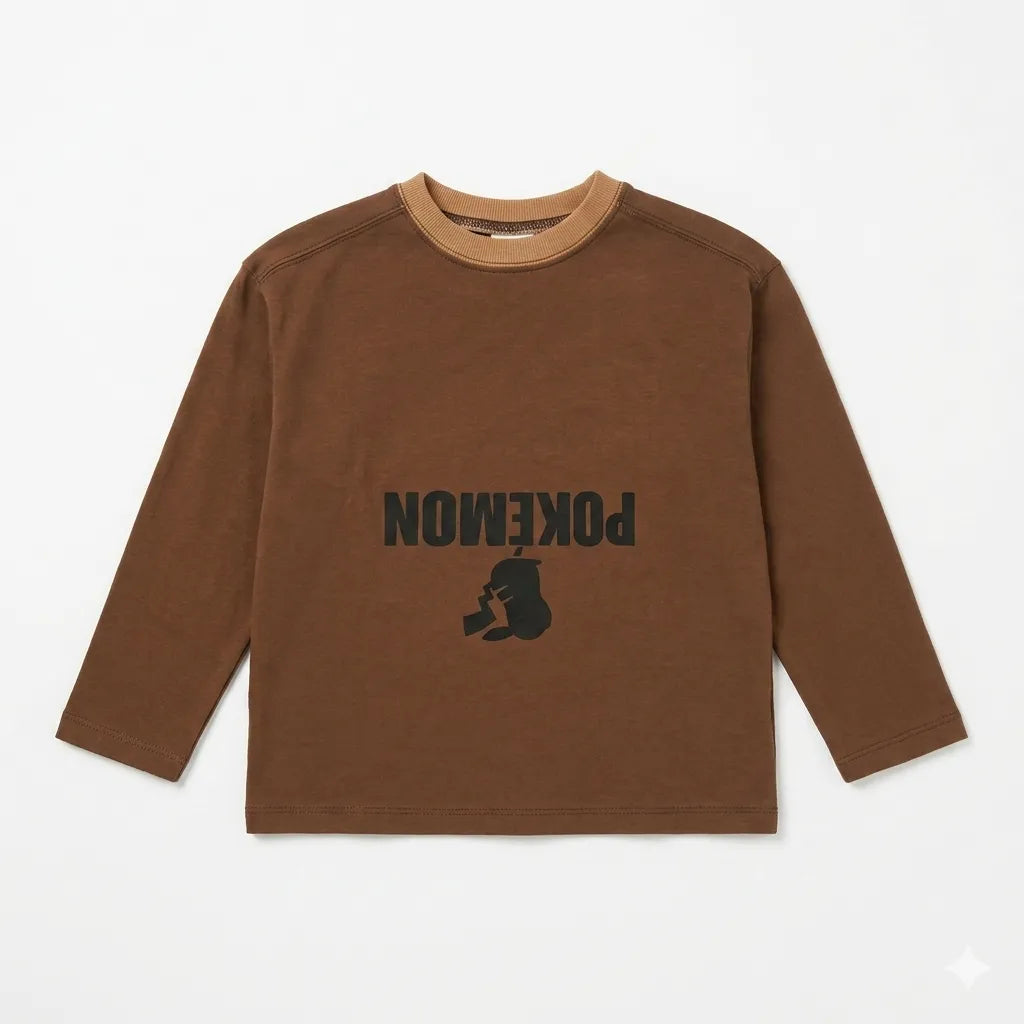 Zara Boy's Brown Pokemon Graphic Long Sleeve Blouse|Zara in Lebanon
