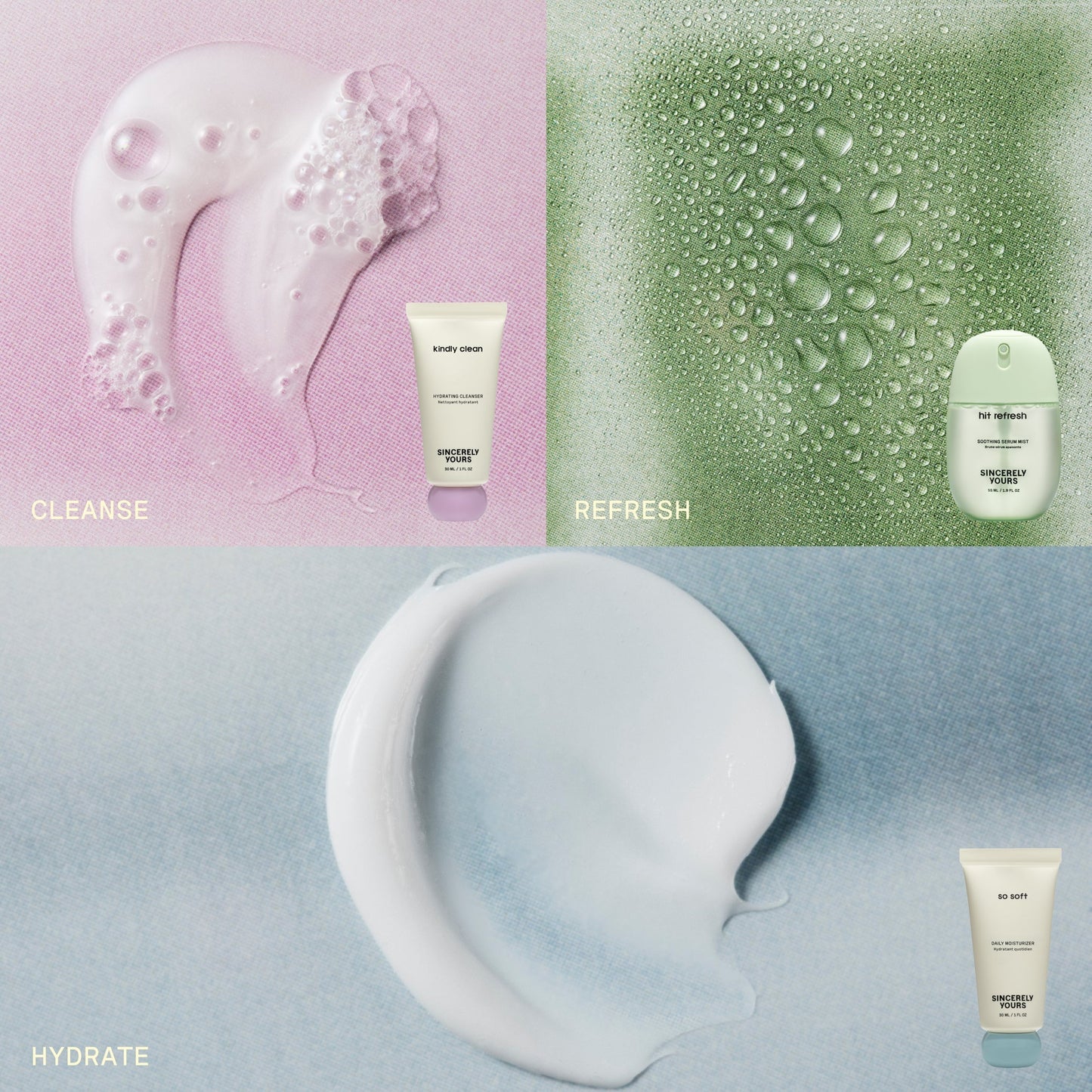 SINCERELY YOURS SET 3pcs WITH BAG( serum + moisturizer + cleanser)