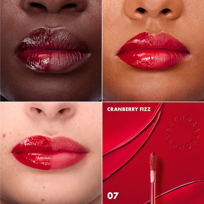 SEPHORA COLLECTION 
Totally Juicy Lip Tint.   Color: 07 Cranberry Fizz - bright cherry red