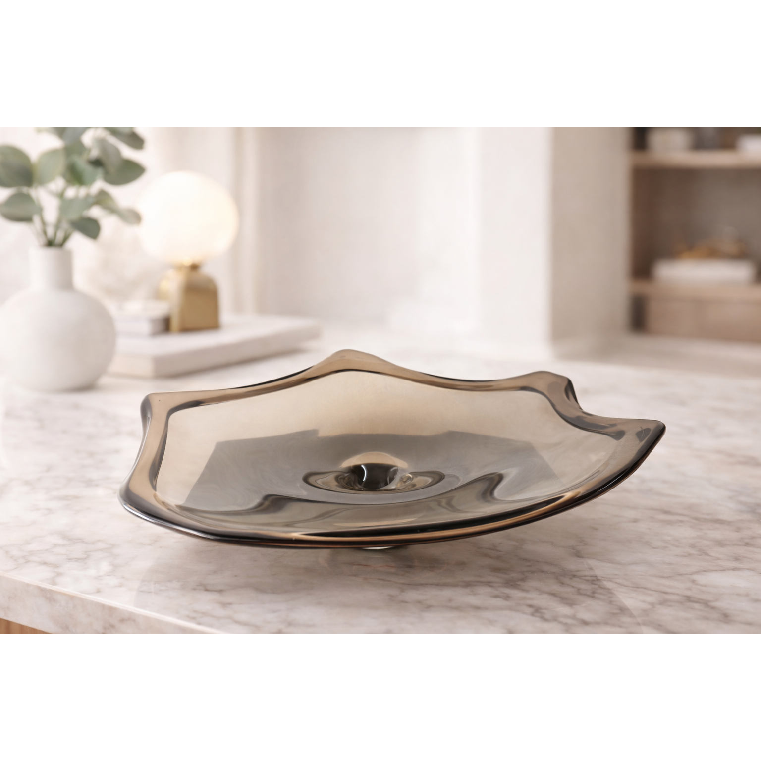 MODERN LARGE  GLASS SERVING TRAY
