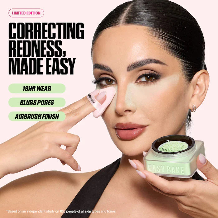 HUDA BEAUTY 
Easy Bake Blurring Loose Baking & Setting Powder- Color: Matcha Milk Cake - Vibrant green for fair–medium skin tones to neutralize redness