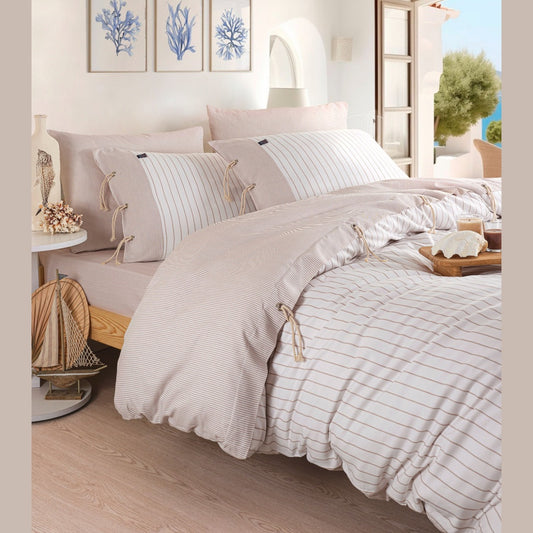 Cruise Double Yarn Dyed Duvet Cover Set - Beige