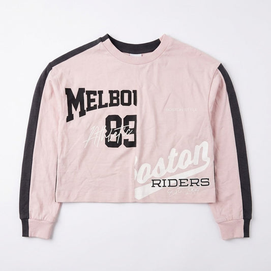 Zara Girl's Pastel Pink & Gray Graphic Print Long Sleeve Blouse|Zara in Lebanon