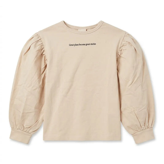 Zara Girl's Camel Chest Printed Puff Sleeves Blouse|Zara in Lebanon