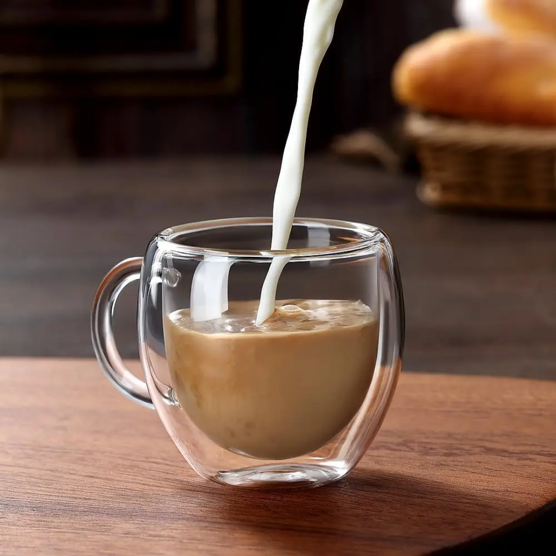 DOUBLE WALL GLASS ESPRESSO MUG 80 ML WITH HANDLE