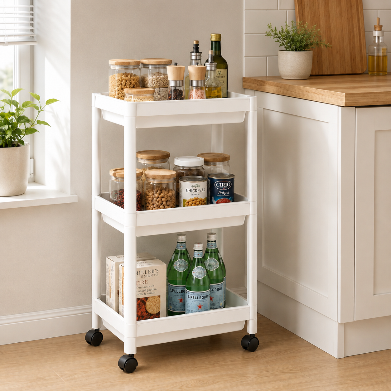 3 TIER STORAGE ORGANIZER WITH WHEELS