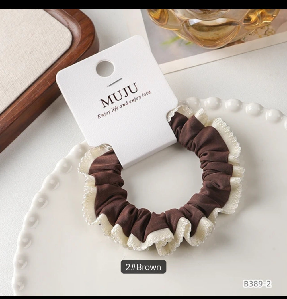 Elegant and Soft Crystal Scrunchie Hair Ties High-End Sense Elastic Hair Tie with Lace for Women and Girls