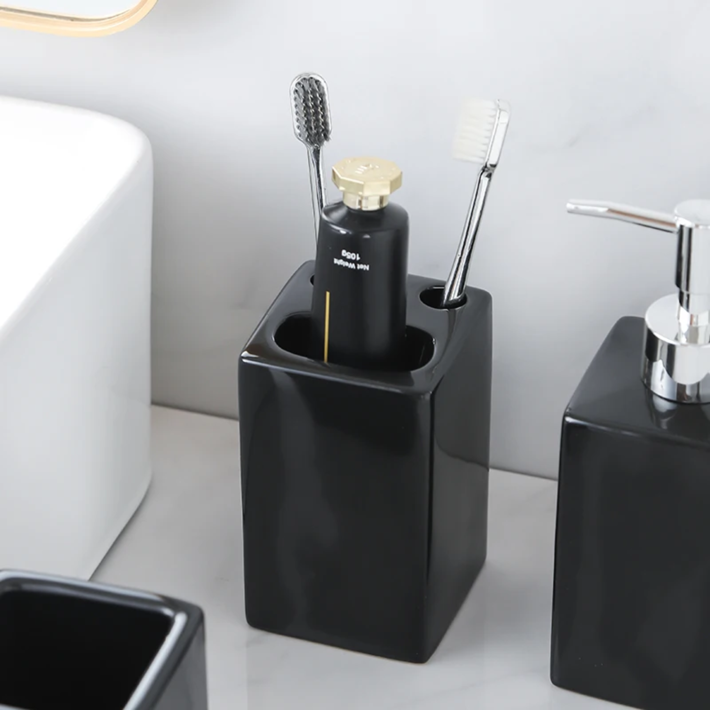 CERAMIC BATHROOM SET OF 4 PCS BLACK