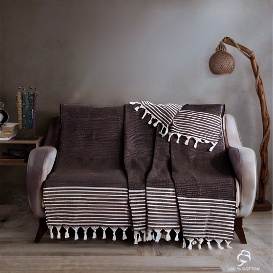 Sofa Bed Cover Special Non-Slip Design Multi-Purpose Cover striped brown