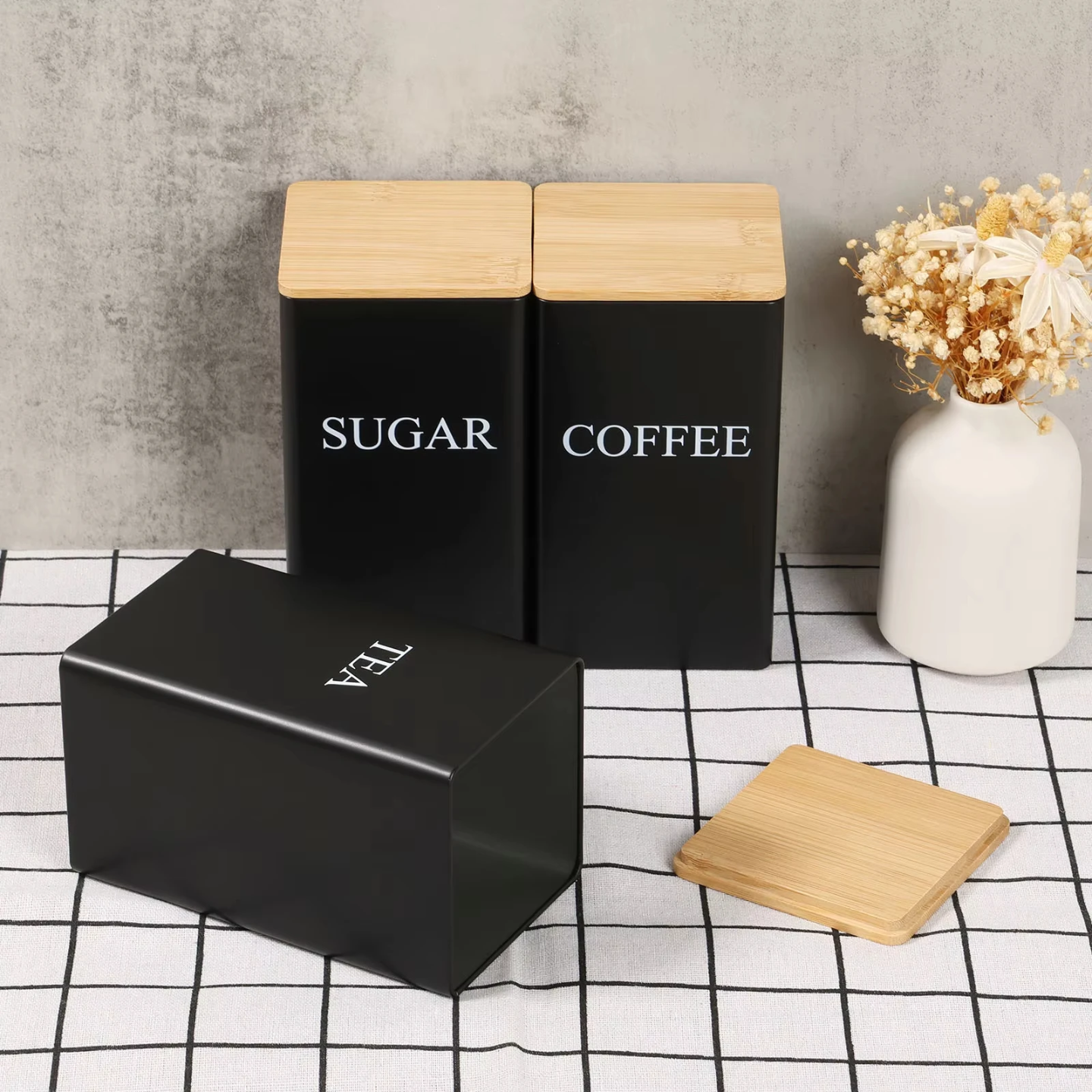 SUGAR, COFFEE , AND TEA JARS SET