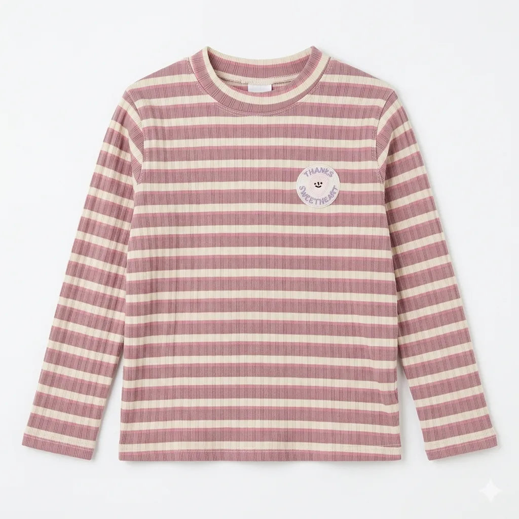 Zara Girl's Pink & White Striped Print Long Sleeve Blouse|Zara in Lebanon