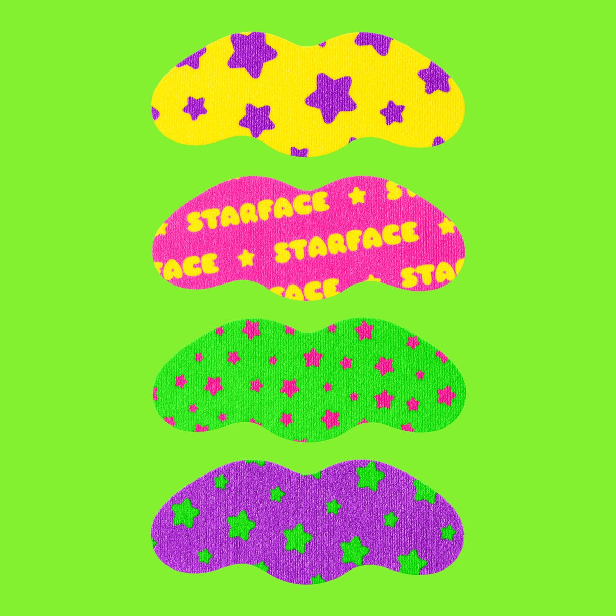 star face  strips unclogs. removes. soothes.
colorful pore strips for removing blackheads and unclogging pores