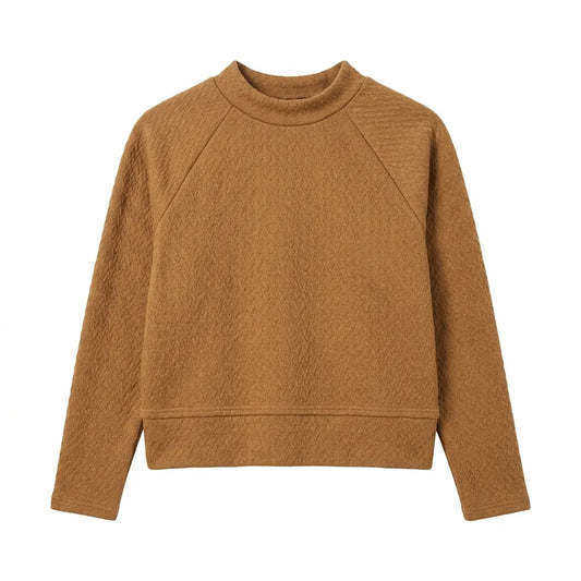 Zara Girl's Brown Textured Mock Neck Pullover Blouse|Zara in Lebanon