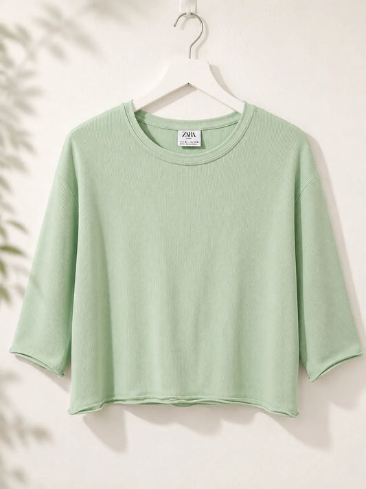 Zara Boy's Mint Green Ribbed Long Sleeve Blouse | Zara In Lebanon