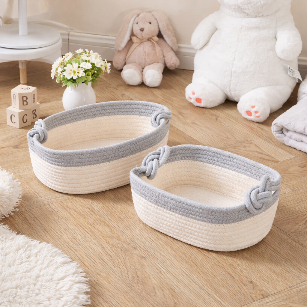 COTTON WOVEN BASKET STORAGE BOX