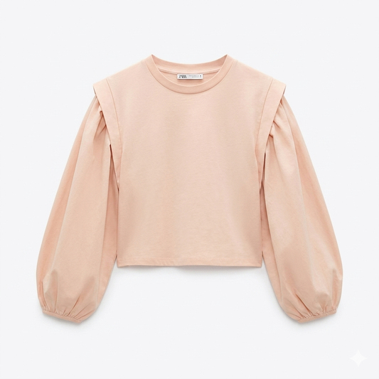 Zara Girl's Blush Balloon Long Sleeve Pullover Blouse|Zara in Lebanon