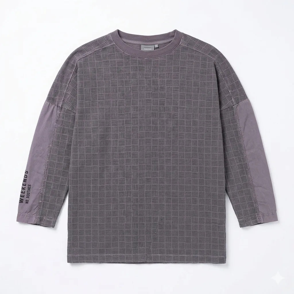 Zara Boy's Dusty Purple Vintage Inspired Grid Pattern Oversized Long Sleeve Blouse|Zara in Lebanon